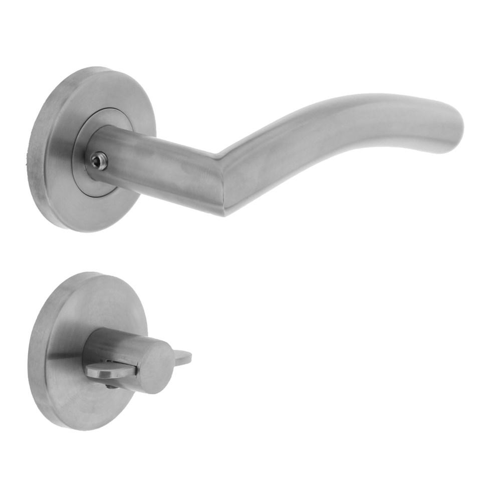 Deurkruk Lisa/hoek 90°op rozet met WC8mm RVS afbeelding