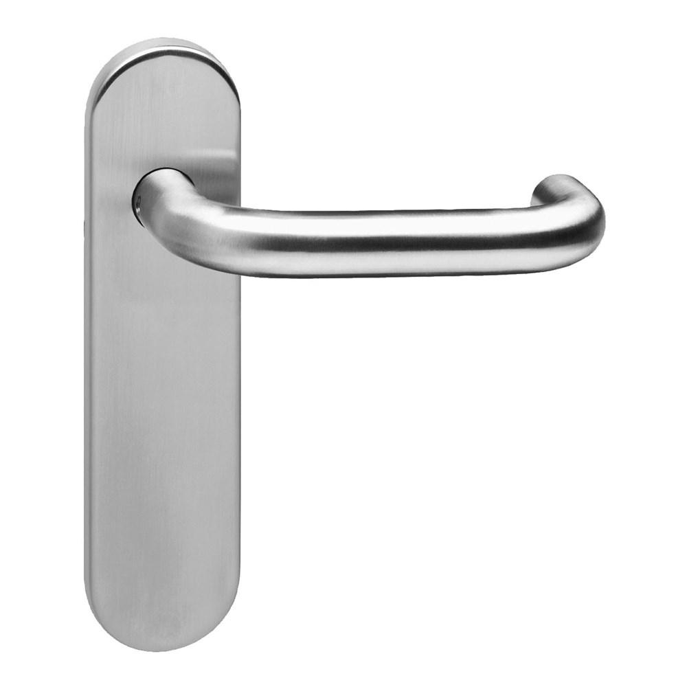 Deurkruk Rond brandvertragend 9mm op kortschild blind RVS afbeelding