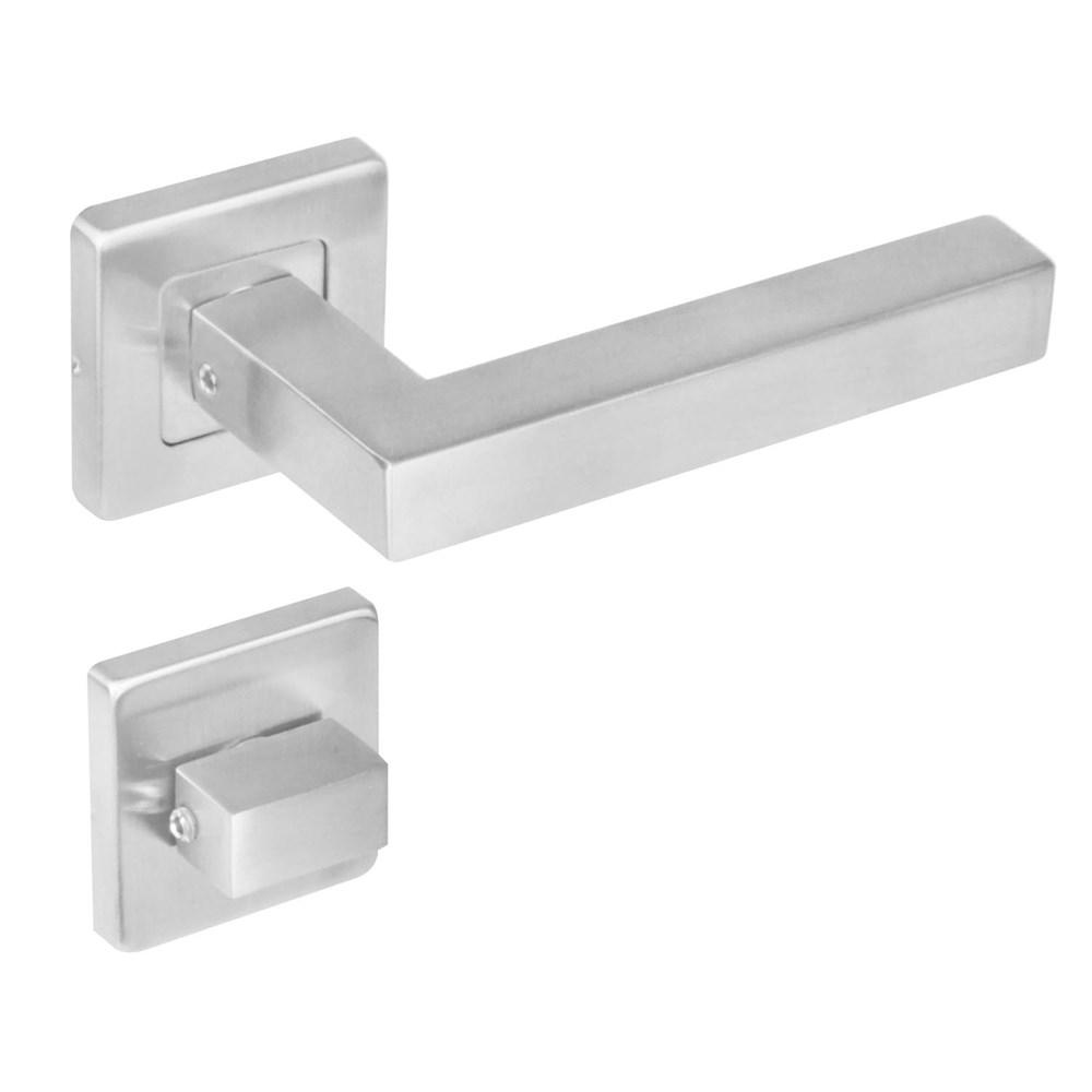 Deurkruk 1249 Vierkant op rozet vierkant met WC8mm RVS afbeelding