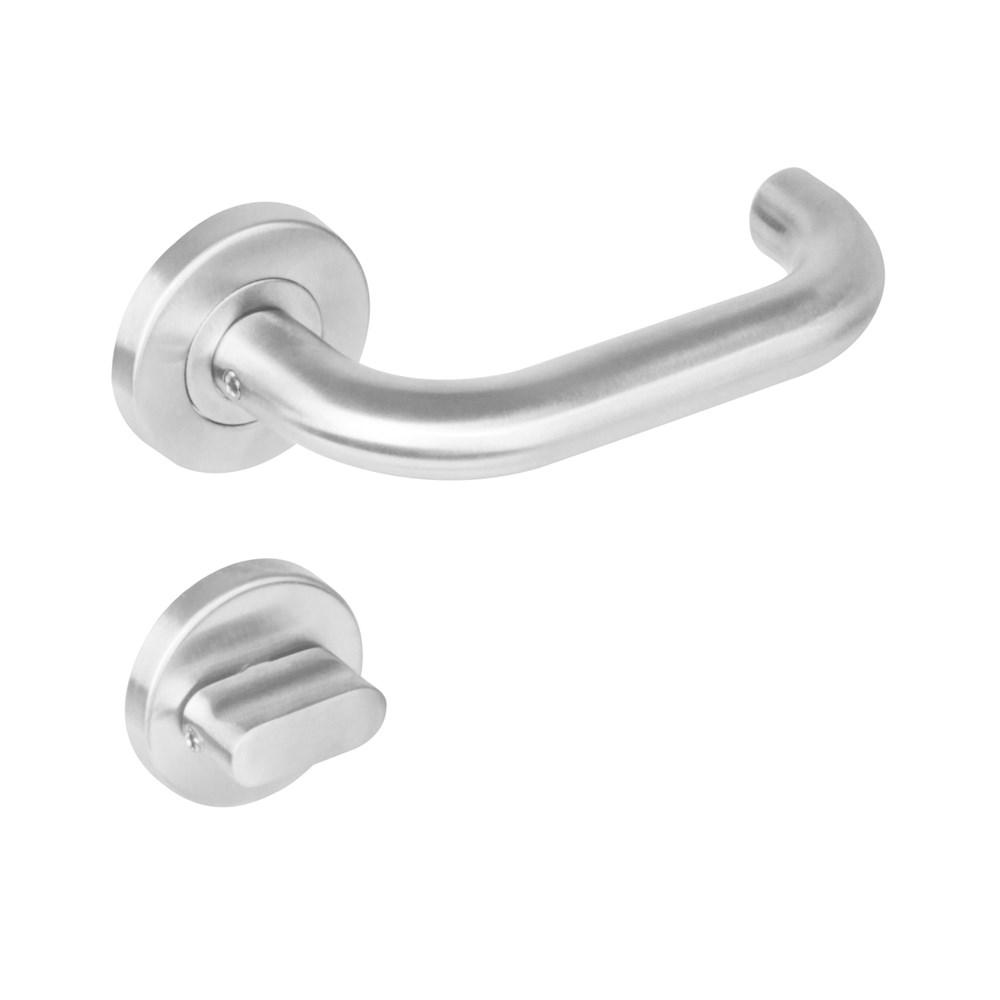 Deurkruk 1271 Rond op rond rozet staal met 7mm nok met WC 8mm RVS afbeelding