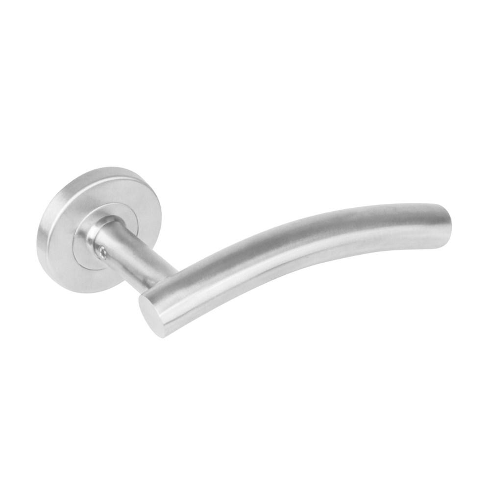 Deurkr.Gebogen m.rozet met 7 mm nok rvs gebor afbeelding
