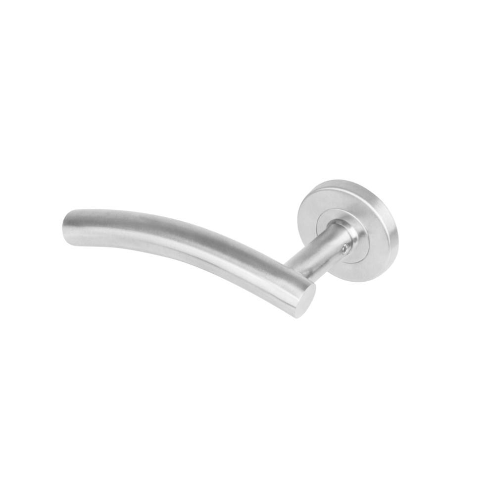 Gatdeel links 1274 Gebogen op rond rozet staal met 7mm nok RVS afbeelding
