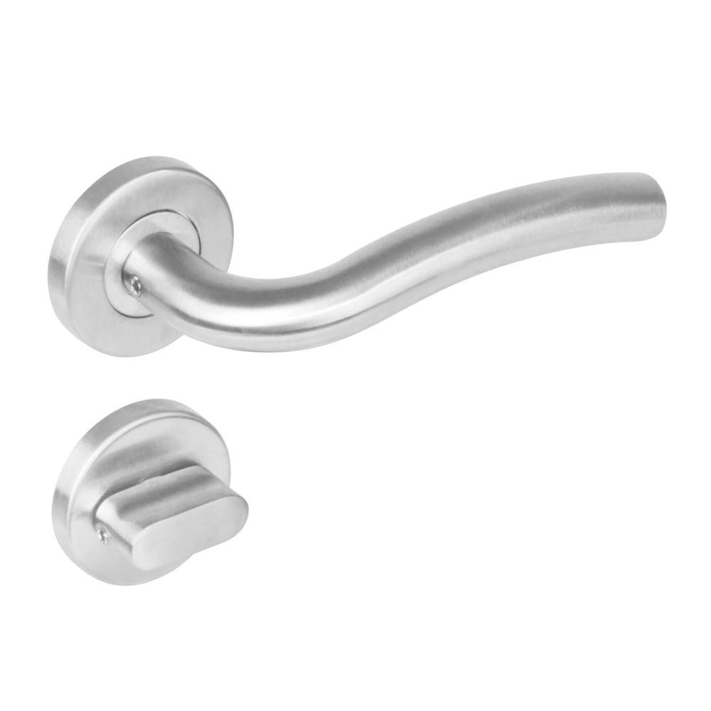 Deurkruk 1275 Lisa op rond rozet staal met 7mm nok met WC 8mm RVS afbeelding