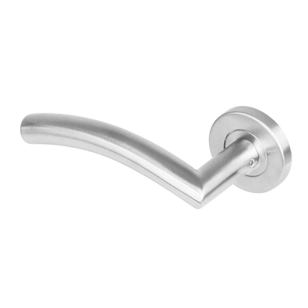 Gatdeel links 1276 Lisa 90°op rond rozet staal met 7mm nok RVS afbeelding