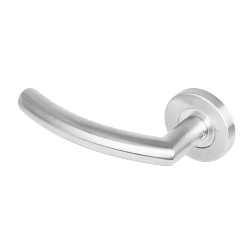 Gatdeel links 1277 half rond 90°op rond rozet staal met 7mm nok RVS afbeelding