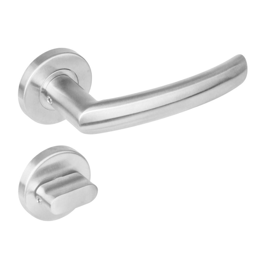 Deurkruk 1278 Blok op rond rozet staal met 7mm nok met WC 8mm RVS afbeelding