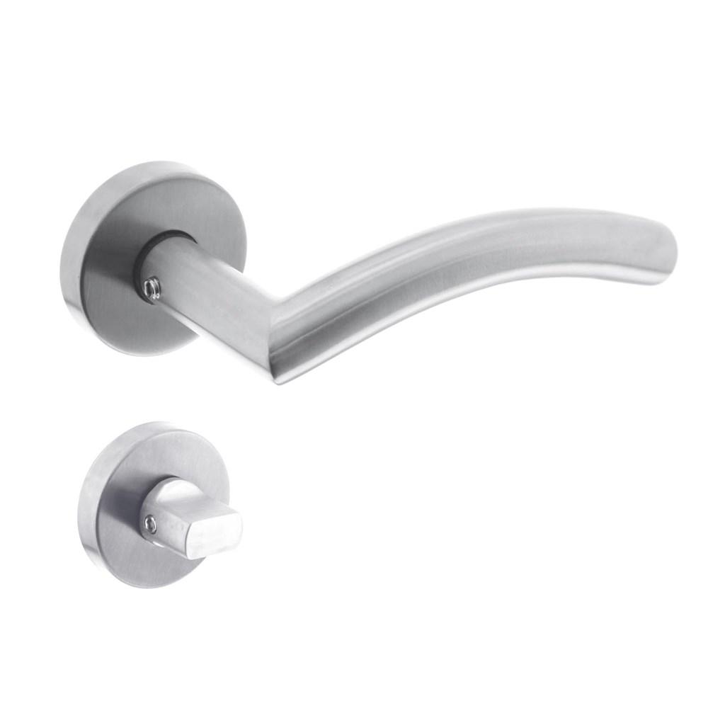 Deurkruk Lisa/hoek 90° met geveerde rozet met WC8mm ATP RVS afbeelding
