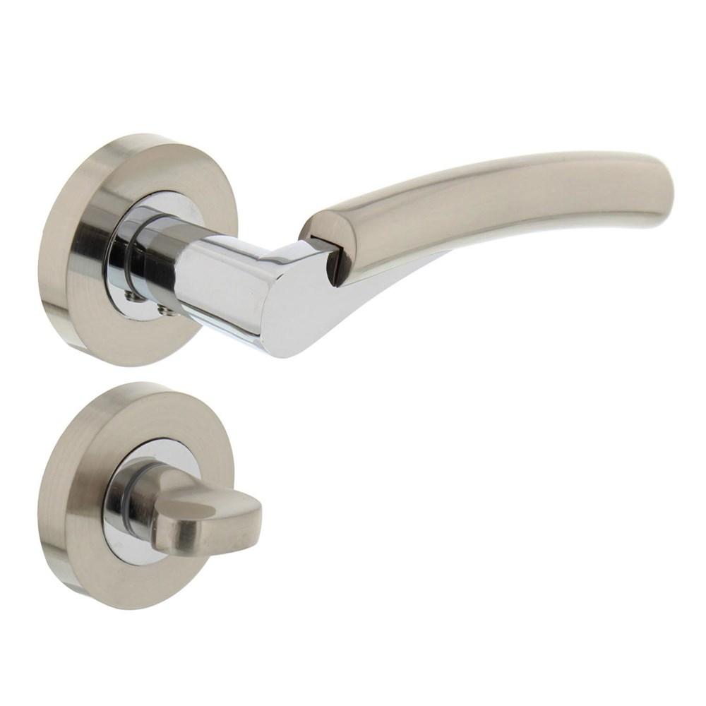 Deurkruk 1700 Bryan op rond rozet 7mm nokken met WC8mm chroom/nikkel mat afbeelding