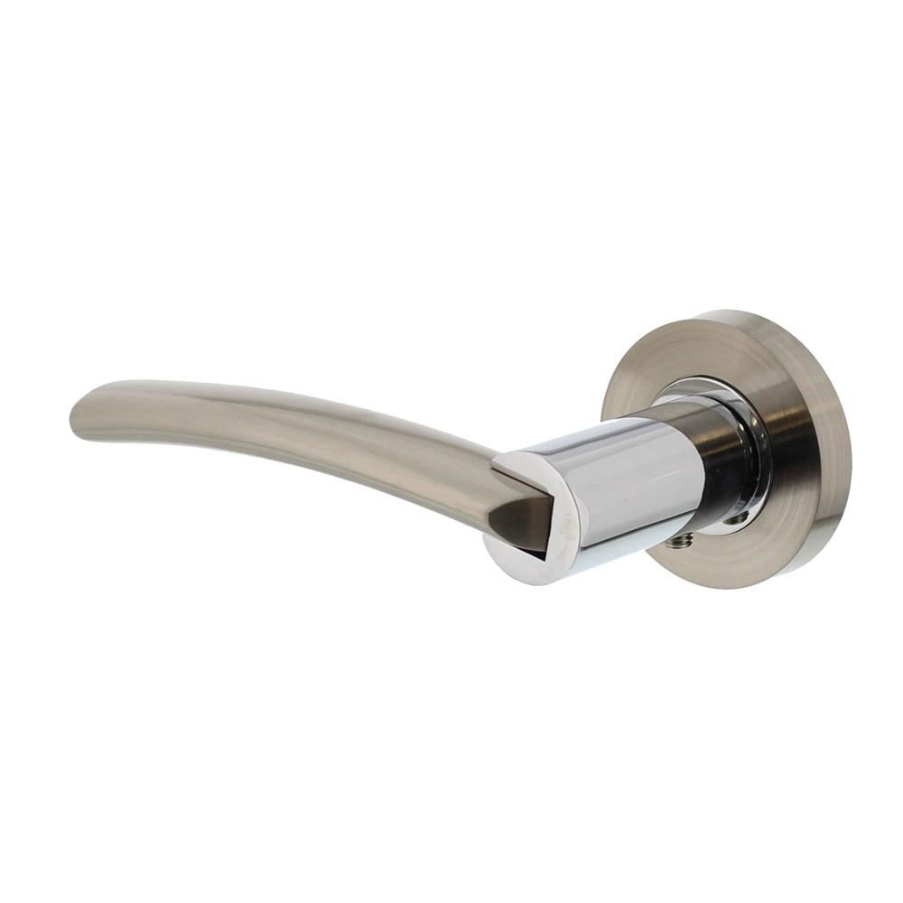 Gatdeel links 1697 Sylvia op rond rozet 7mm nokken chroom/nikkel mat afbeelding