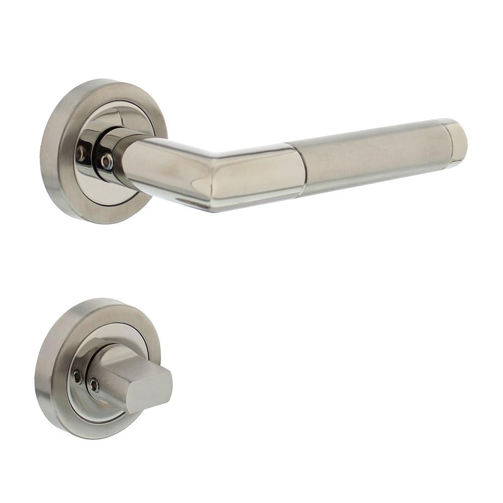 Deurkruk hoek 90 + rozet + WC8mm chroom/mat nikkel ATP afbeelding