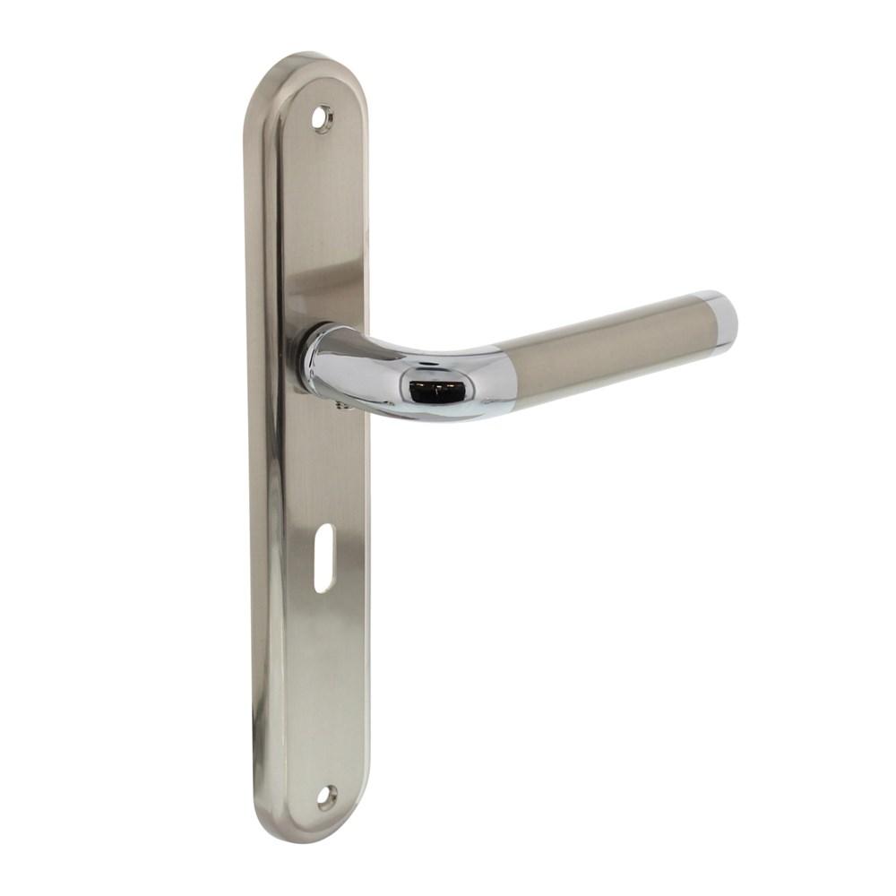 Deurkruk Agatha schild sl.gat 56 mm chroom afbeelding
