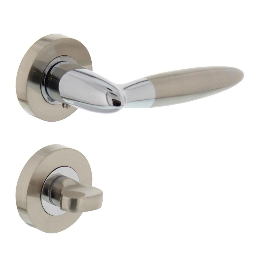 Deurkruk Elen op rond rozet 7mm nokken met WC8mm chroom/nikkel mat afbeelding
