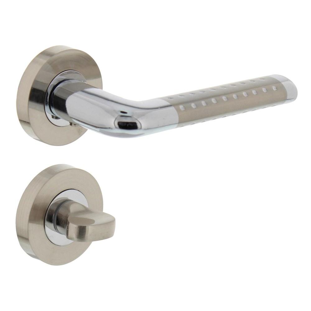 Deurkruk Marion op rond rozet 7mm nokken met WC8mm chroom/nikkel mat afbeelding
