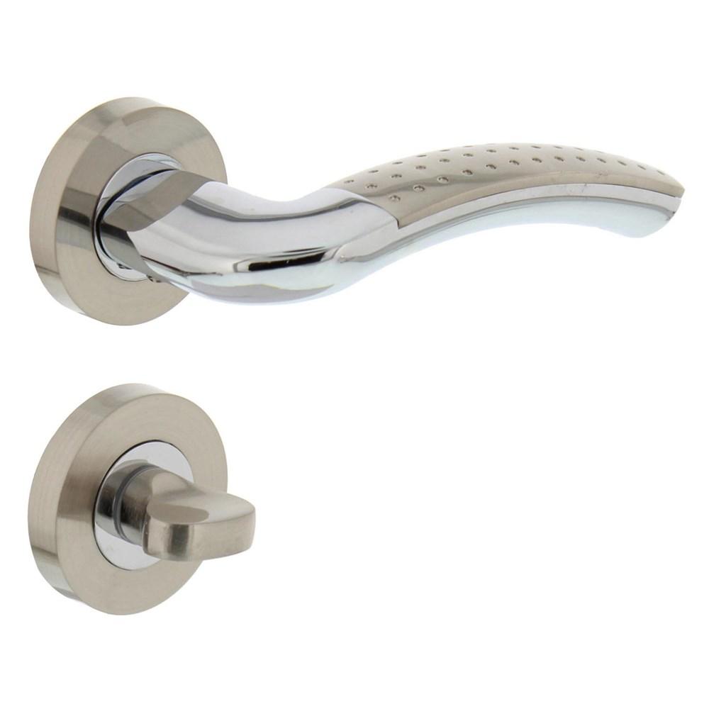 Deurkruk 1688 Sharon op rond rozet 7mm nokken met WC8mm chroom/nikkel mat afbeelding