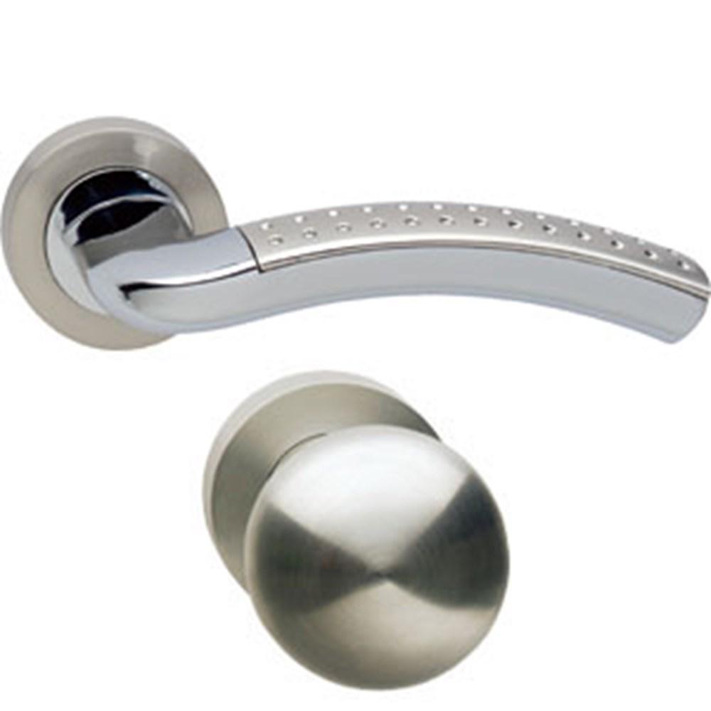 Wisselgarnituur rechts 1688 Sharon op rond rozet 7mm nokken met profielcilindergat plaatjes chroom/n afbeelding