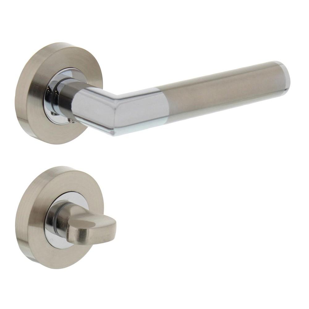 Deurkruk 1693 Bastian op rond rozet 7mm nokken met WC8mm chroom/nikkel mat afbeelding