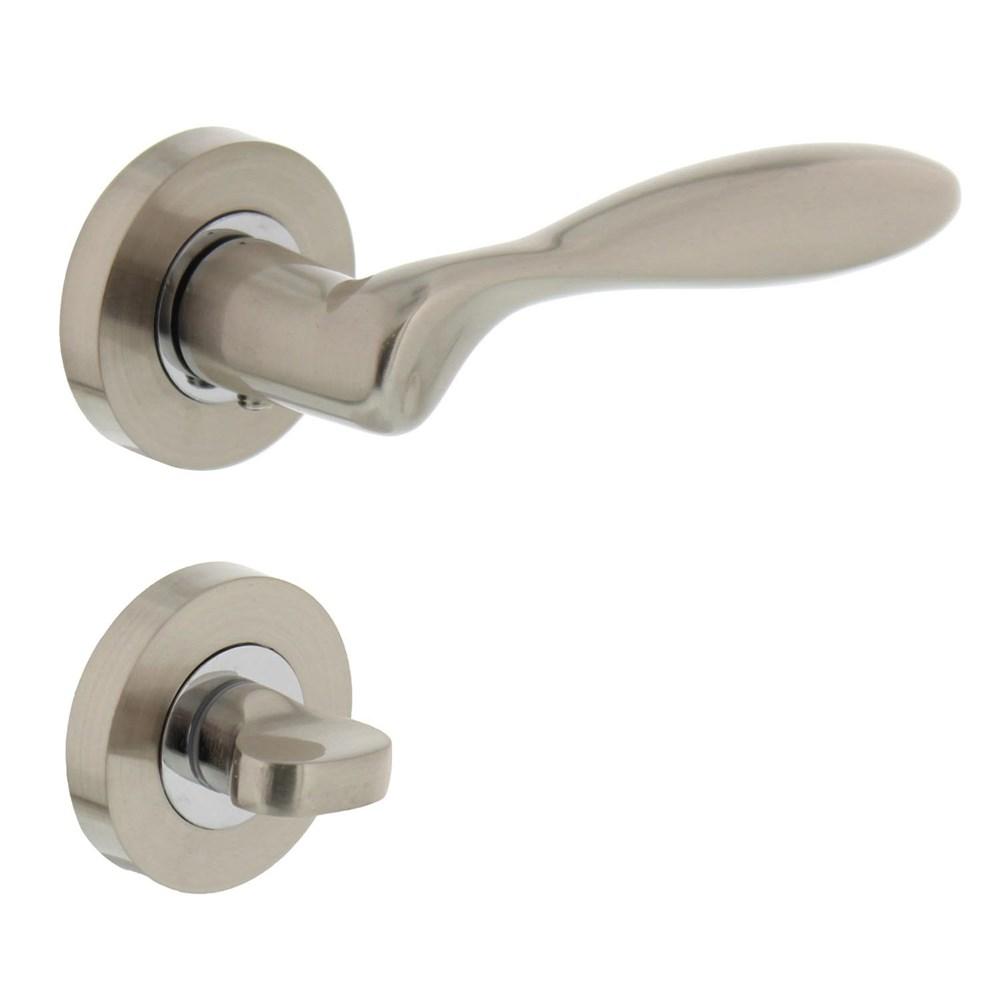 Deurkruk 1695 George op rond rozet 7mm nokken met WC8mm nikkel mat afbeelding