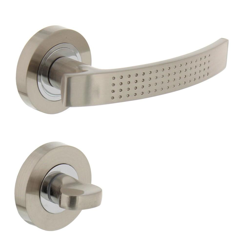 Deurkruk 1696 William op rond rozet 7mm nokken met WC8mm nikkel mat afbeelding