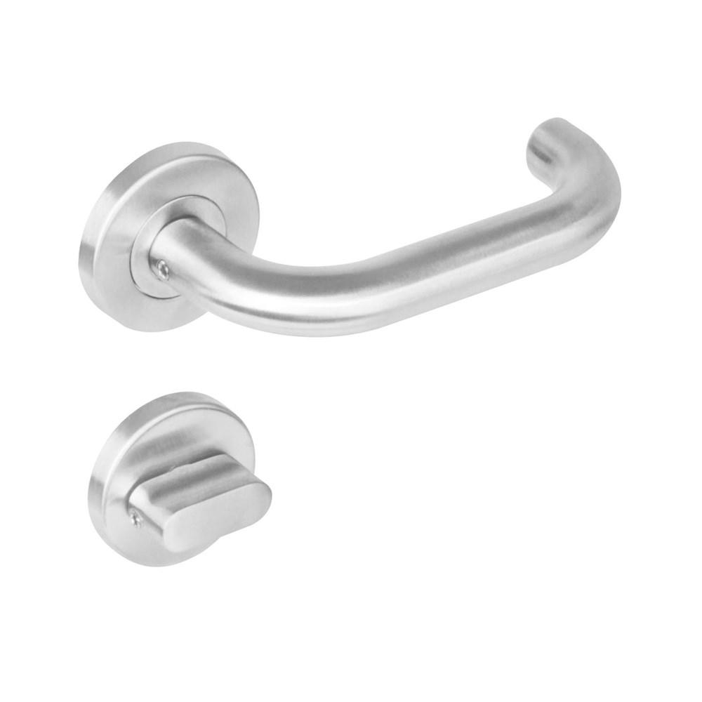 Deurkruk 1271 Rond op rond rozet staal met 7mm nok met WC 7mm RVS afbeelding