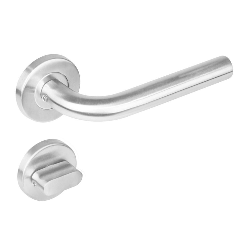 Deurkruk 1270 Recht op rond rozet staal met 7mm nok met WC 7mm RVS afbeelding