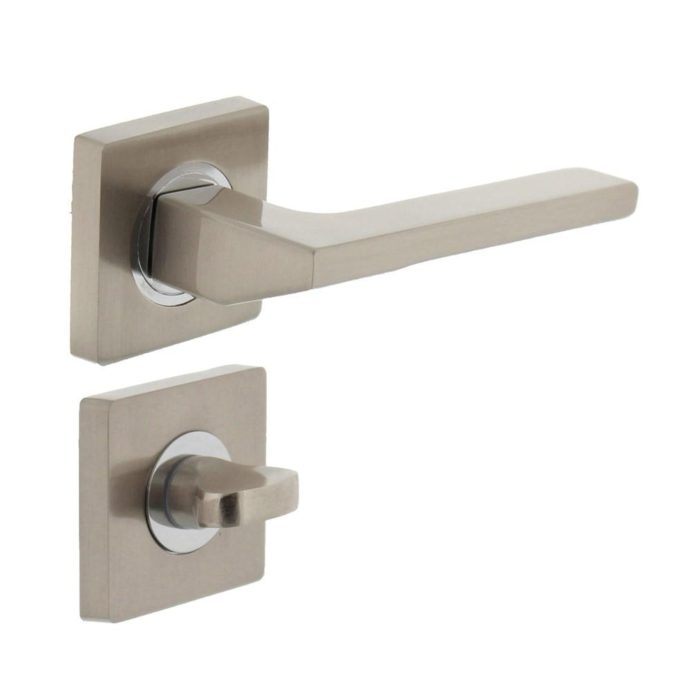 Deurkruk 1715 Ben op vierkant rozet 7mm nokken met WC8mm chroom/nikkel mat afbeelding