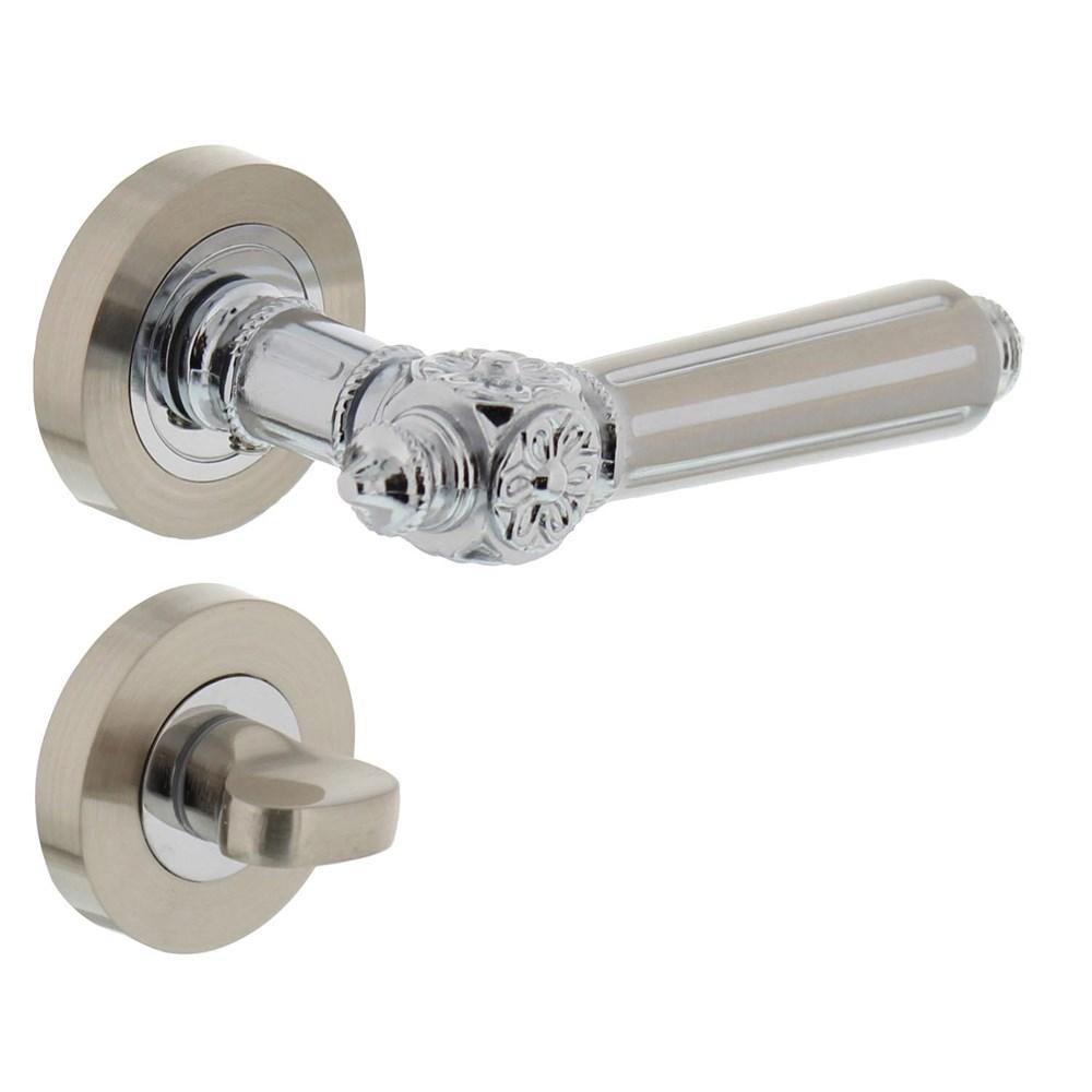 Deurkruk 1716 Julietta op rond rozet 7mm nokken met WC8mm chroom/nikkel mat afbeelding