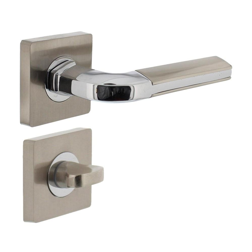 Deurkruk 1718 Amber op vierkante rozet 7mm nokken met WC6mm chroom/nikkel mat afbeelding