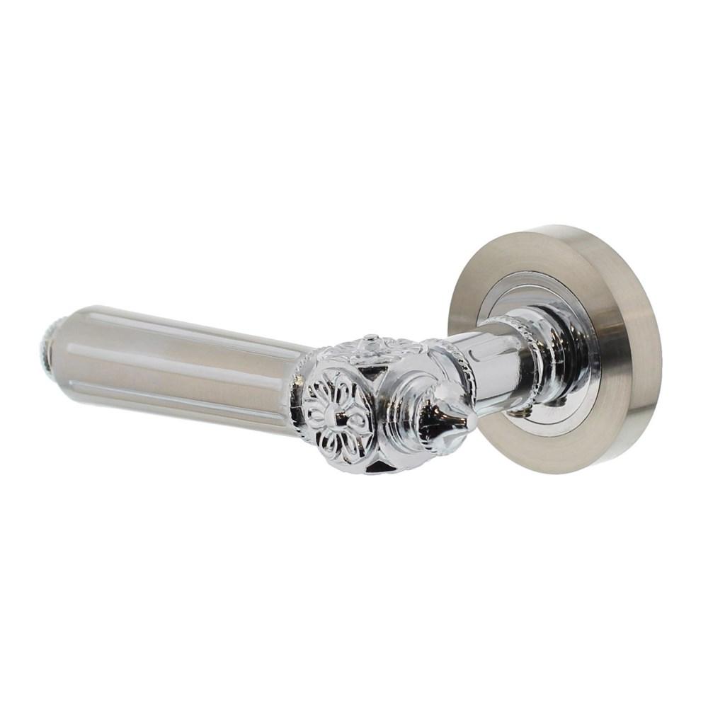 Gatdeel links 1716 Julietta op rond rozet 7mm nokken chroom/nikkel mat afbeelding