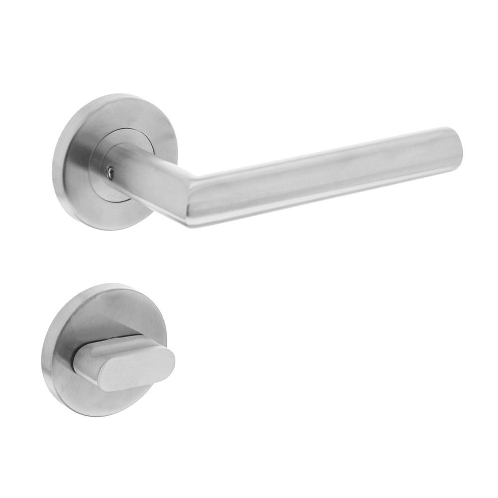 Deurkruk recht Hoek 90°op rond rozet 55mm plus 7mm nokken met WC8mm RVS EN1906/4 afbeelding