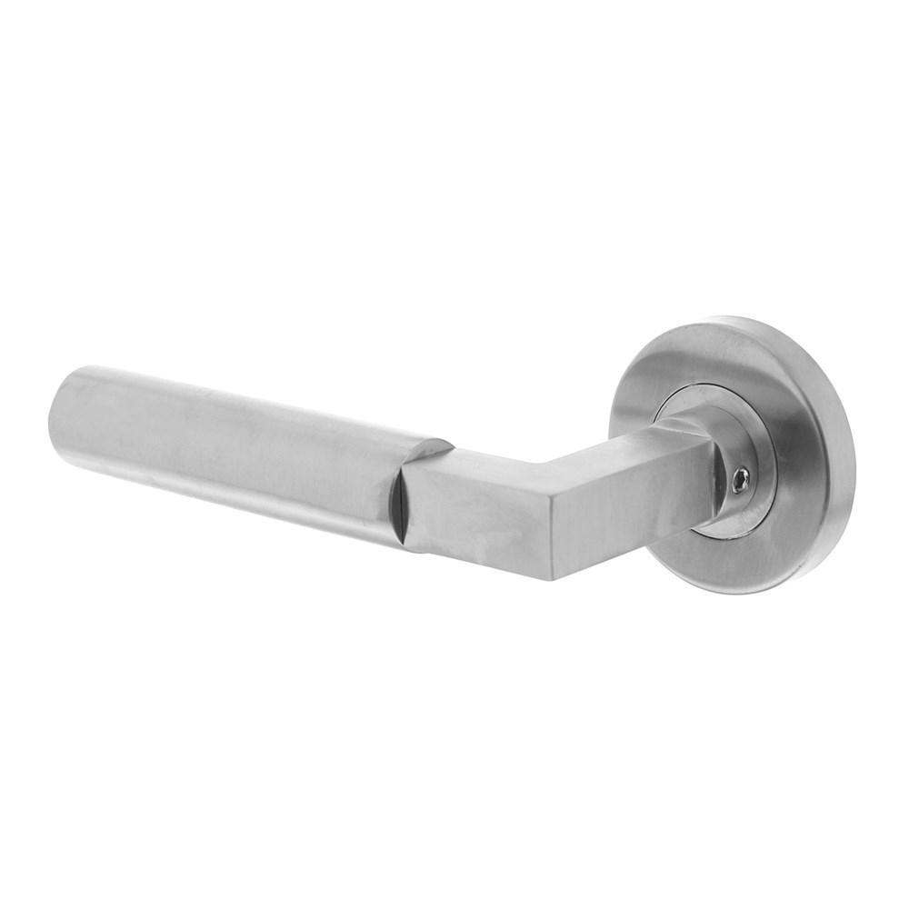 Gatdeel links 0379 Bau-stil op rozet rond staal met 7mm nok RVS afbeelding