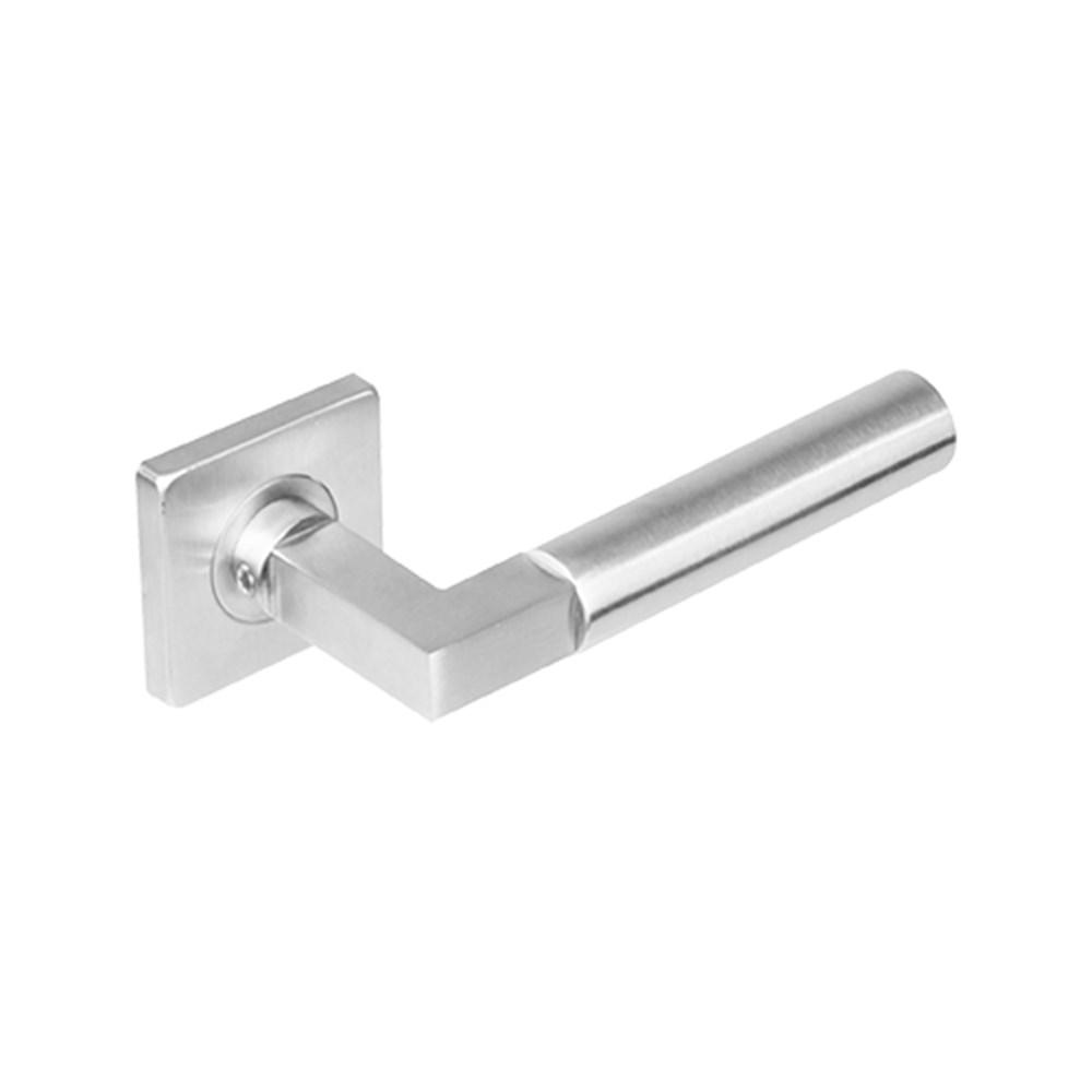 Gatdeel 0378 Bau-stil op rozet vierkant staal met 7mm nok RVS afbeelding