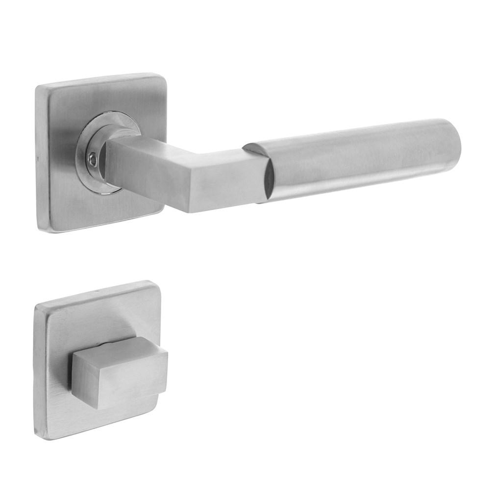 Deurkruk 0378 Bau-stil op rozet vierkant staal met 7mm nok met WC8mm RVS afbeelding