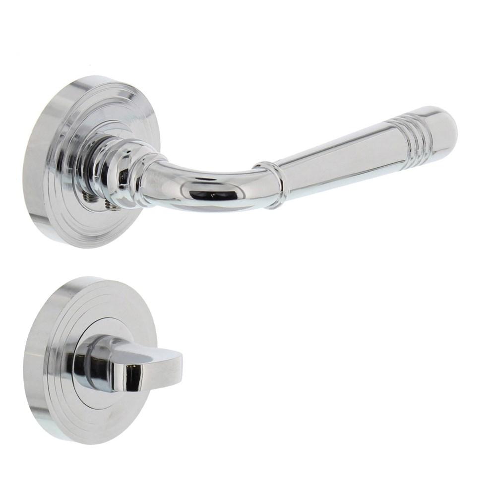 Deurkruk 1725 Emily op rond rozet 7mm nokken met WC8mm chroom afbeelding