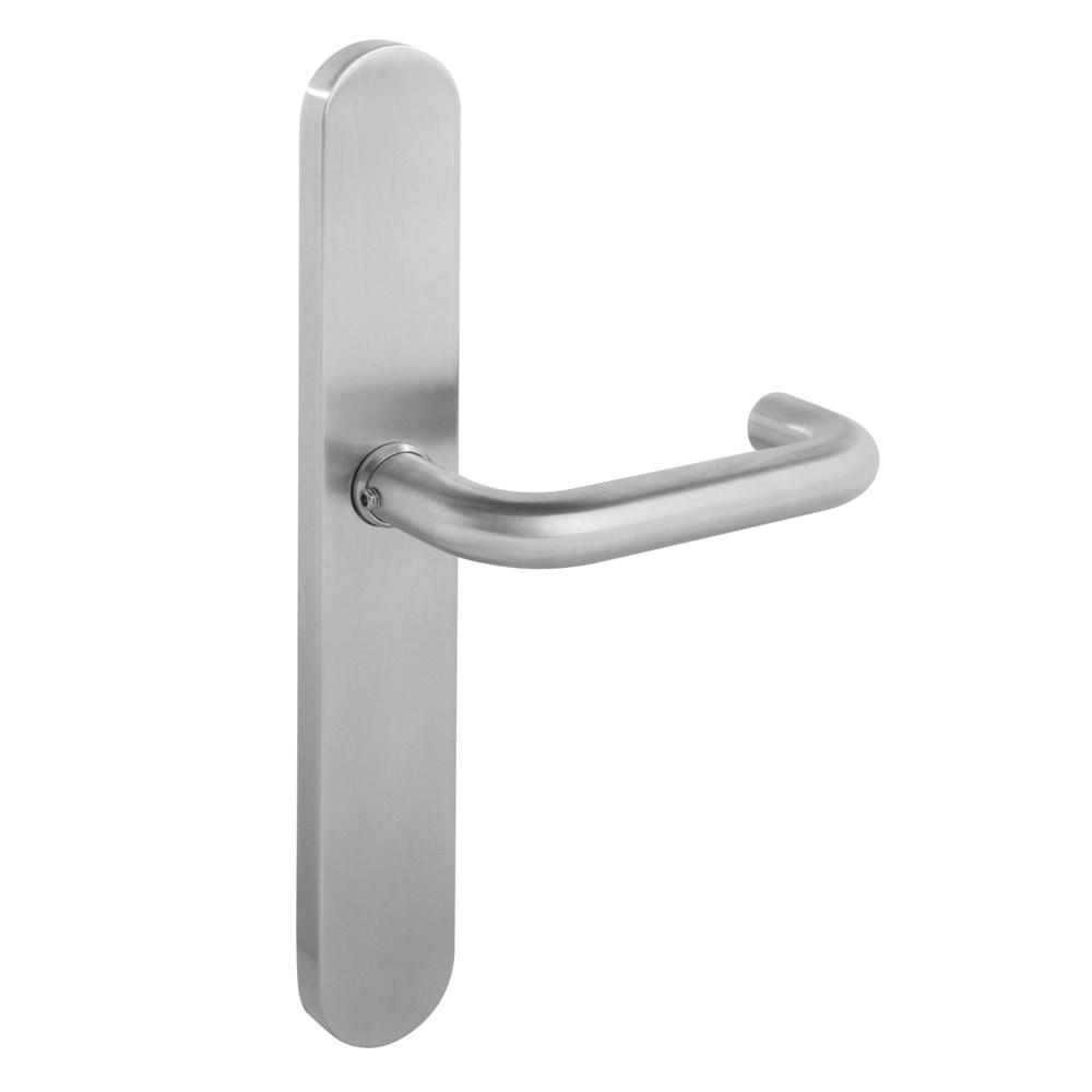 Deurkruk Rond ø19mm op XL-schild verdekt 278x40x10 blind dubbelgeveerd RVS afbeelding