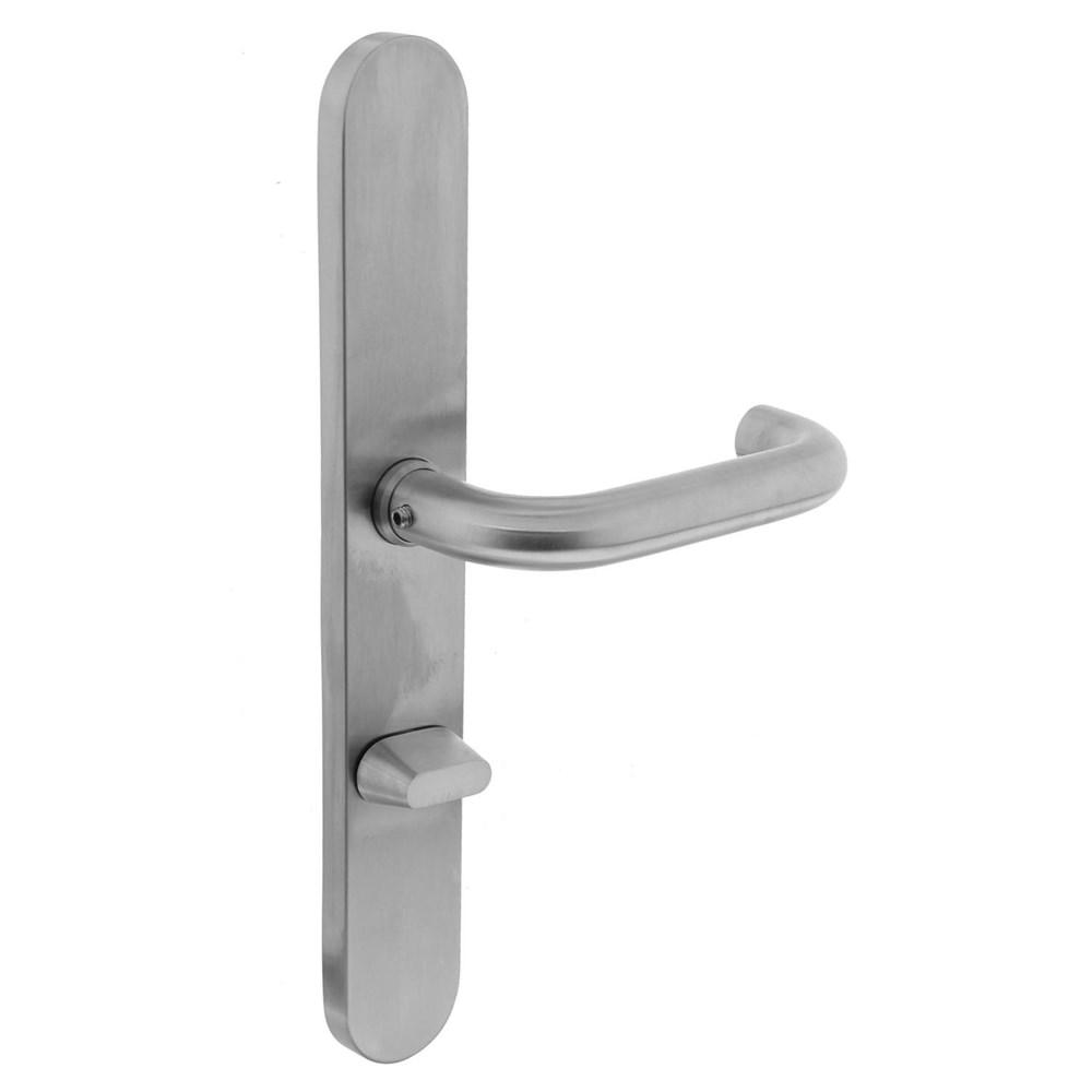 Deurkruk Rond ø19mm op XL-schild verdekt 278x40x10 WC72/8mm dubbelgeveerd RVS afbeelding