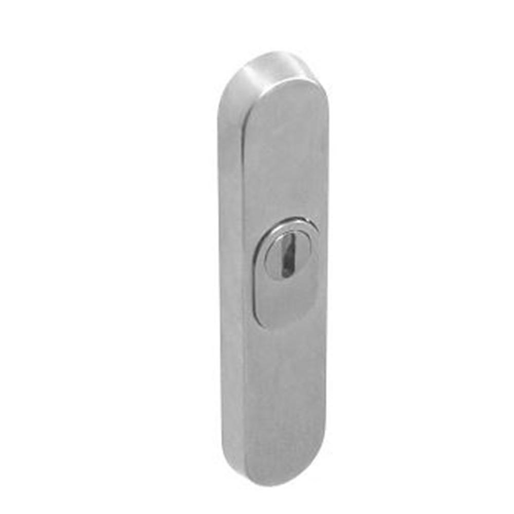 SKG3 Ovale rozet buitenzijde Profielcilindergat 92mm met kerntrek beveiliging RVS. (bestellen incl. afbeelding