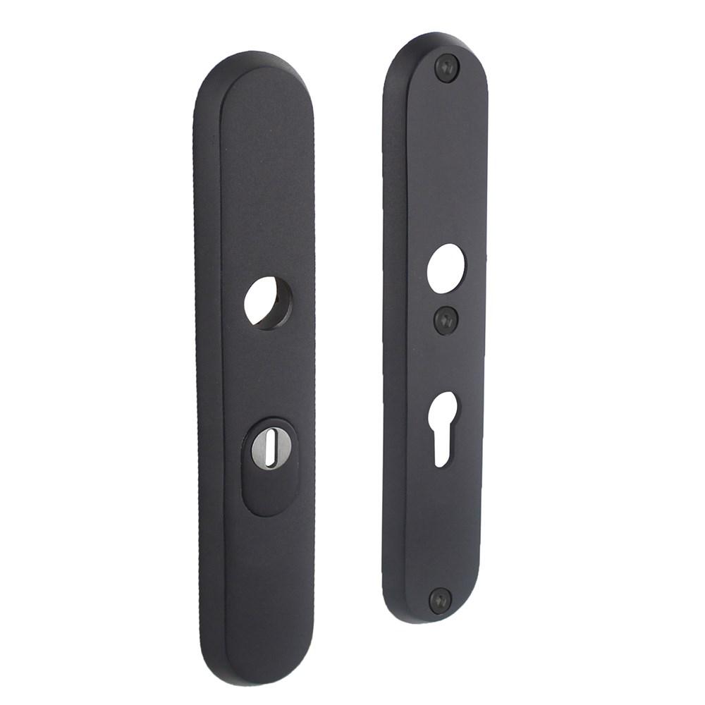 SKG3 -veiligheid-schilden doorgaand profielcilindergat 55mm met kerntrek beveiliging zwart/rvs afbeelding