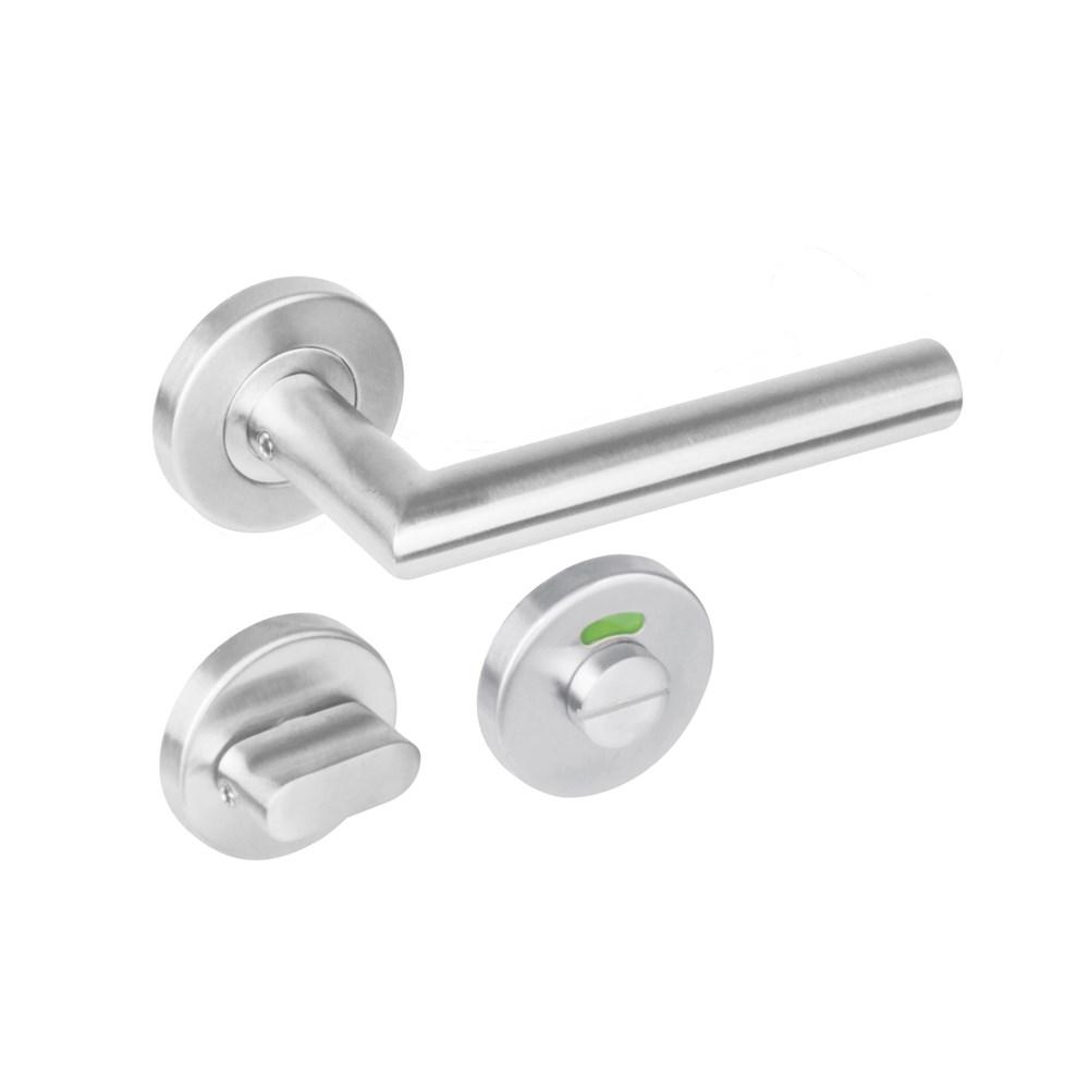 Deurkruk 1272 Rond op rond rozet staal met 7mm nok met WC 5mm RVS afbeelding
