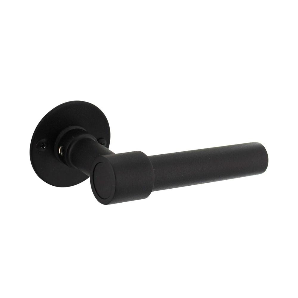 Gatdeel L-model recht + ronde platte rozet 50x2mm rvs/zwart afbeelding