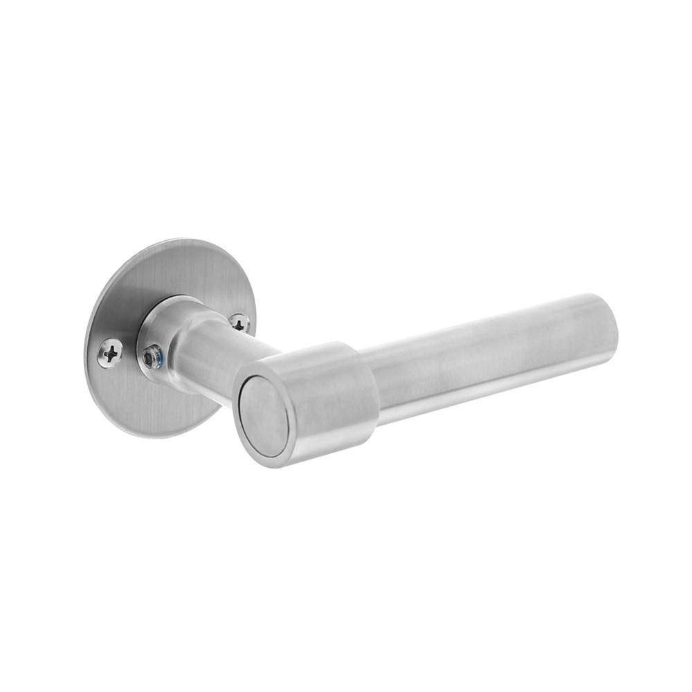 Gatdeel L-model recht + ronde platte rozet 50x2mm rvs geborsteld afbeelding
