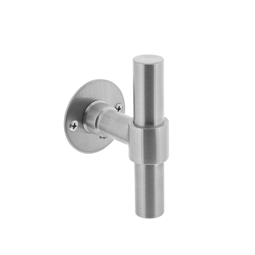 Gatdeel T-model recht + ronde platte rozet 50x2mm rvs geborsteld afbeelding