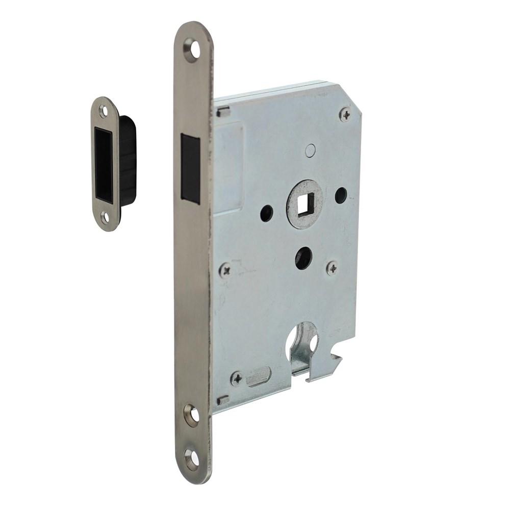 Woningbouw magneet cilinder dag- en nachtslot 55mm, voorplaat afgerond rvs, 20x174, doorn 50mm incl. afbeelding