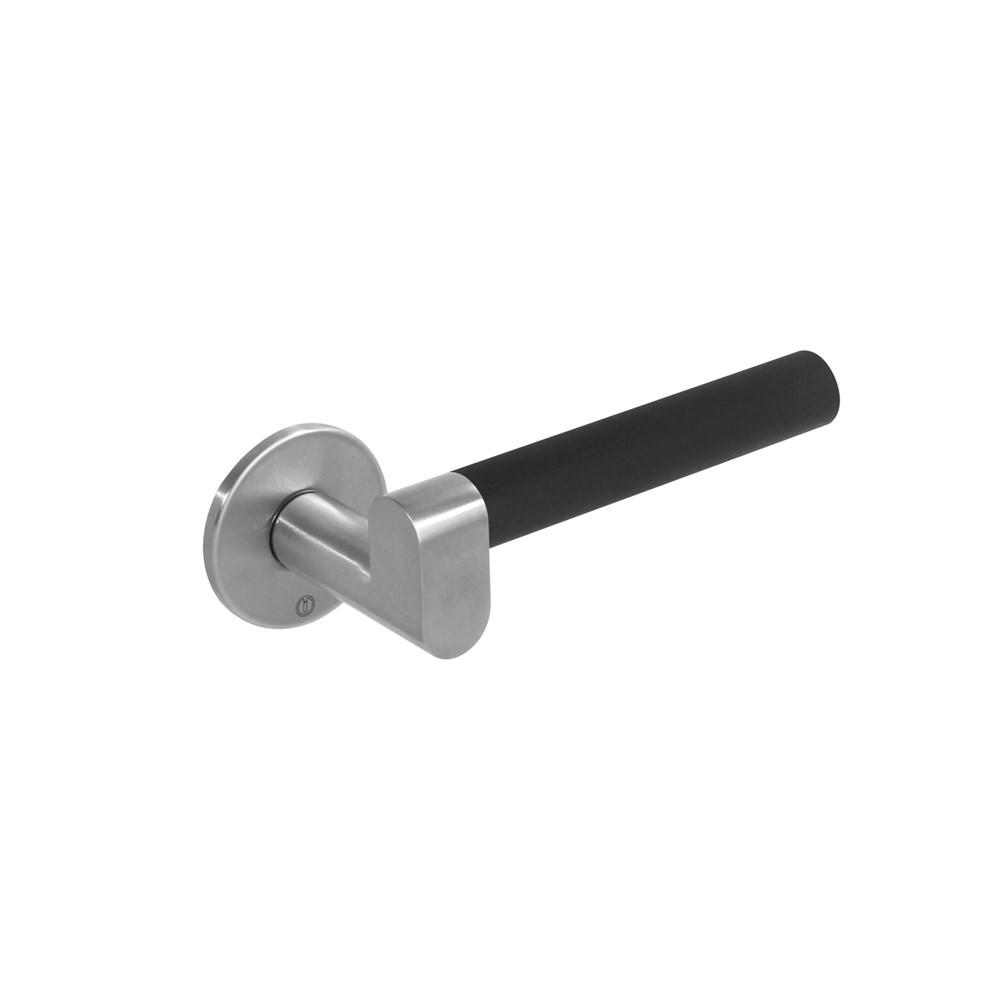 Deurkruk Munnikhof Dock Black met ronde rozet ø52x5mm geveerd rvs afbeelding