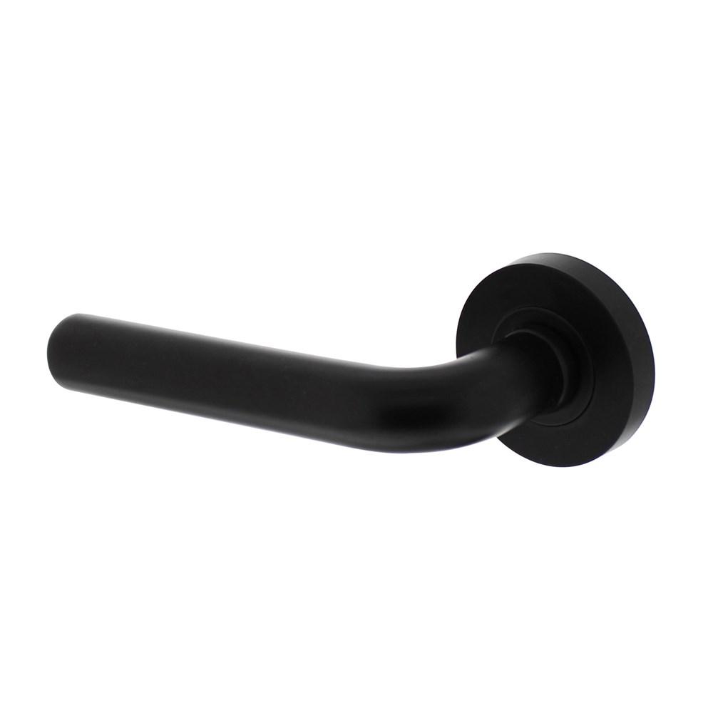Gatdeel links Agatha op ronde rozet 53x8mm met nokken mat zwart afbeelding