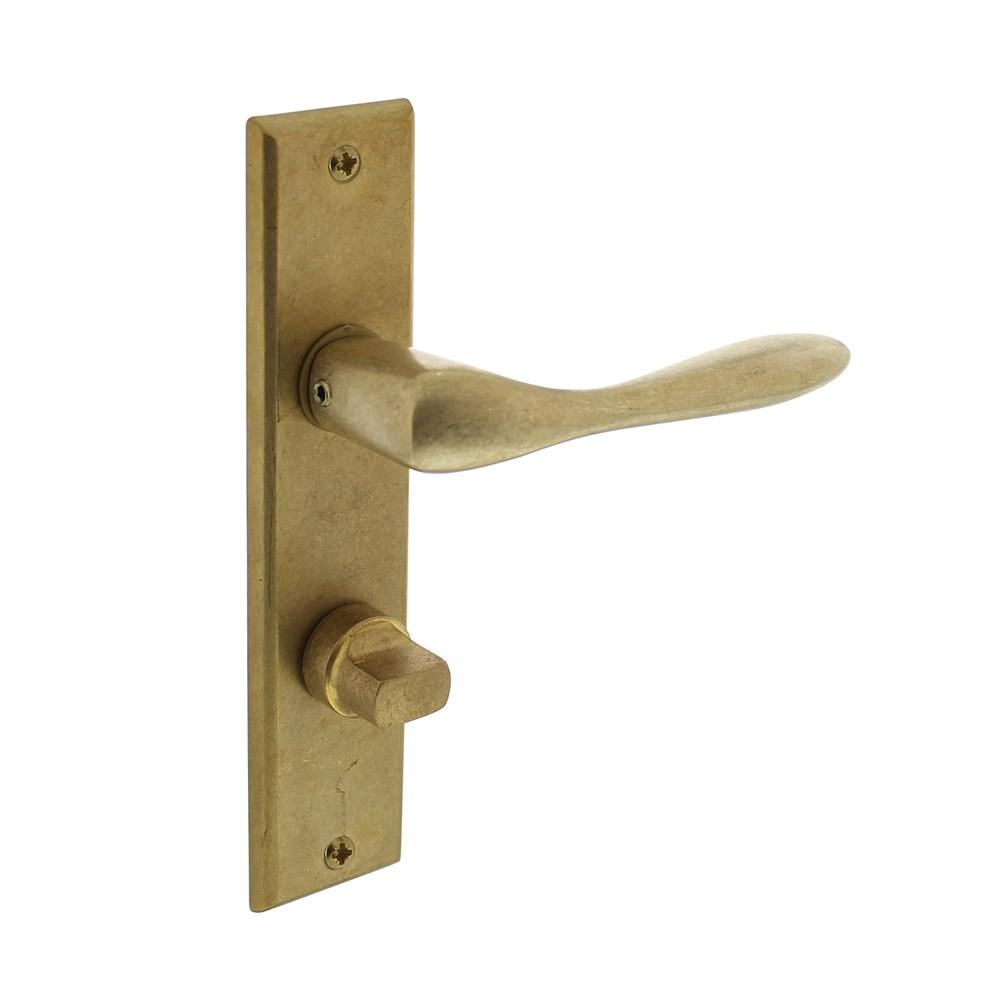 Deurkruk Banaan met schild 181x41x7mm WC63/8mm messing getrommeld afbeelding