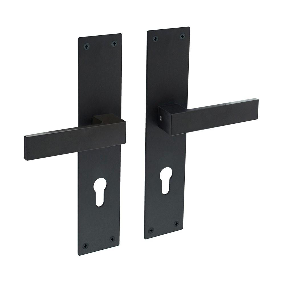 Deurkruk Amsterdam met schild 250x55x2mm profielcilindergat 72mm zwart afbeelding