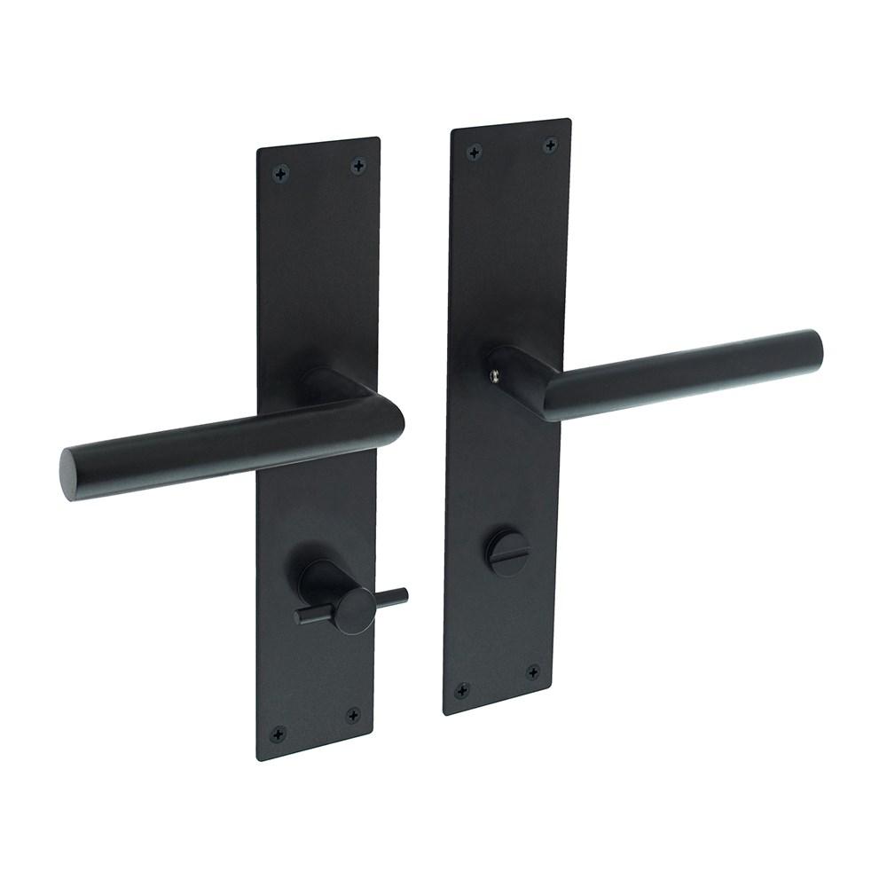 Deurkruk Jura recht Hoek 90° met schild 250x55x2mm WC78/8 zwart afbeelding