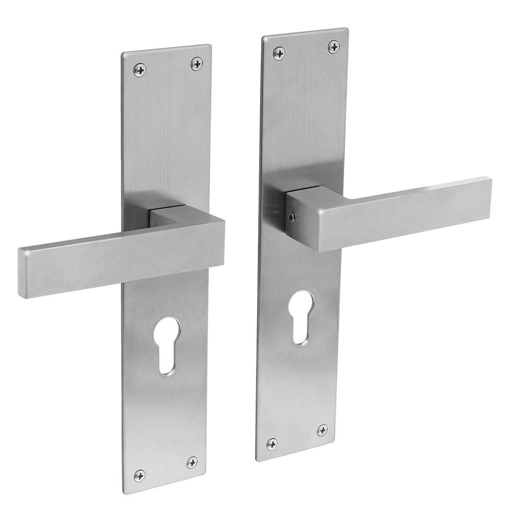 Deurkruk Amsterdam met schild 250x55x2mm profielcilindergat 55mm rvs afbeelding