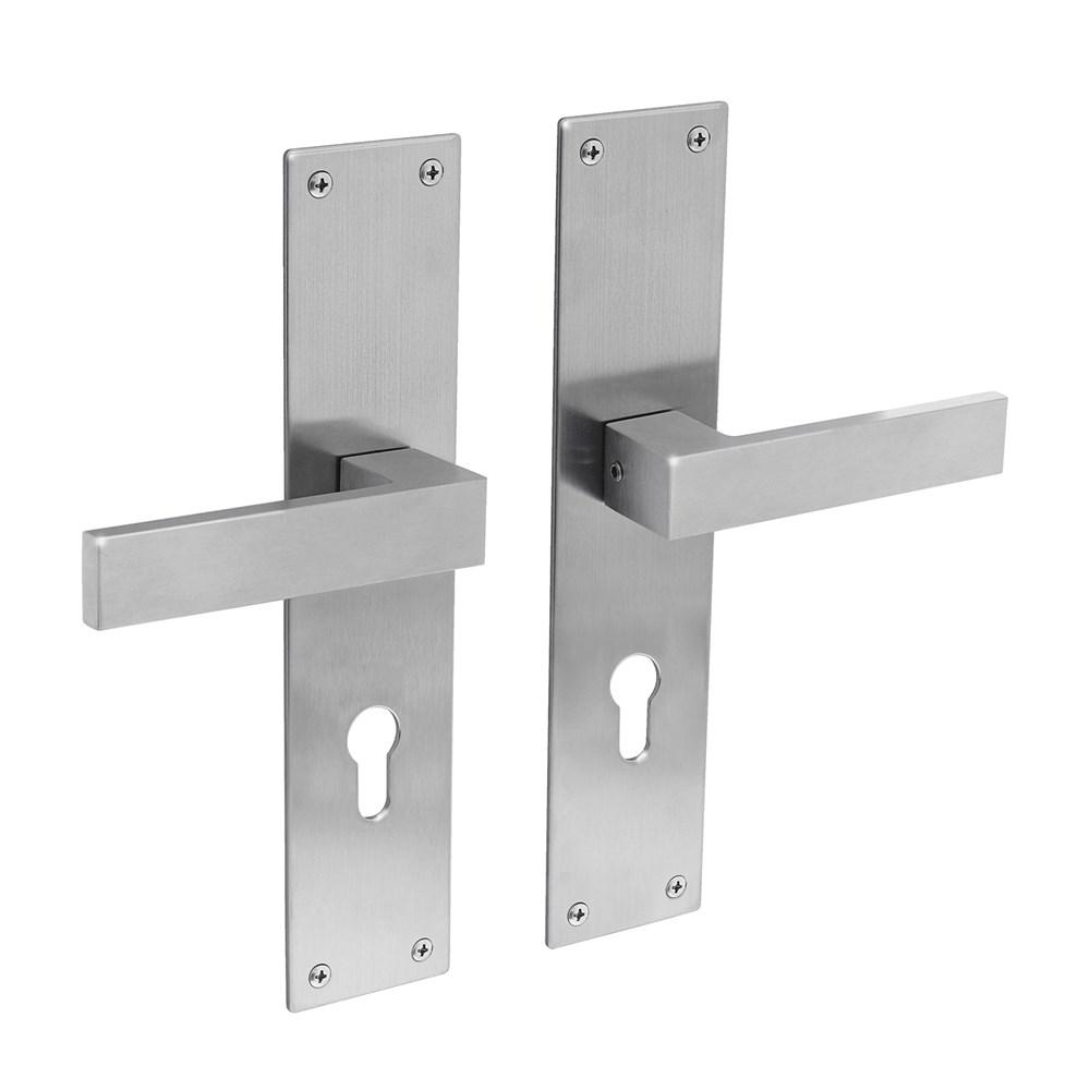Deurkruk Amsterdam met schild 250x55x2mm profielcilindergat 72mm rvs afbeelding