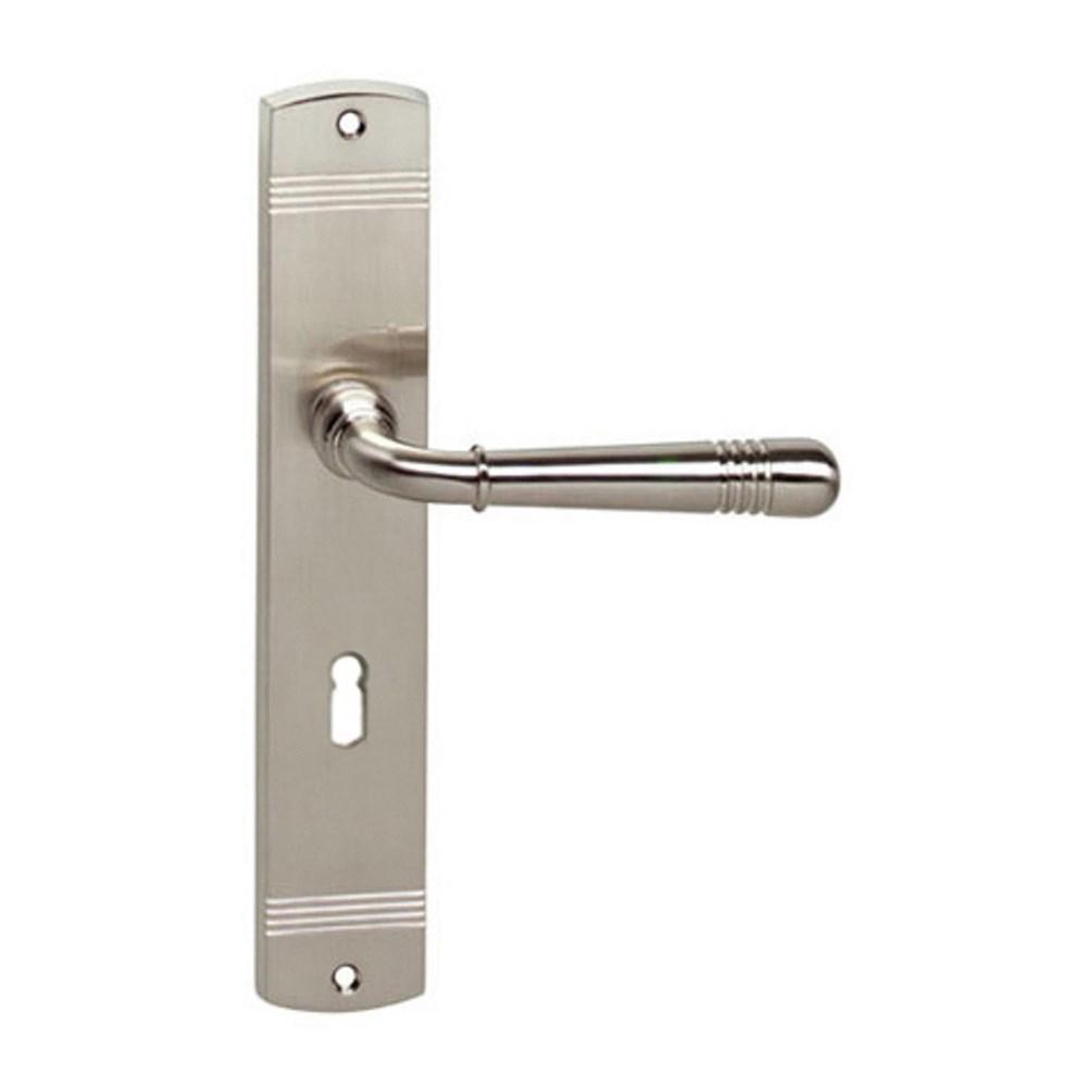 Deurkruk Emily op langschild met sleutelgat 56mm nikkel mat afbeelding